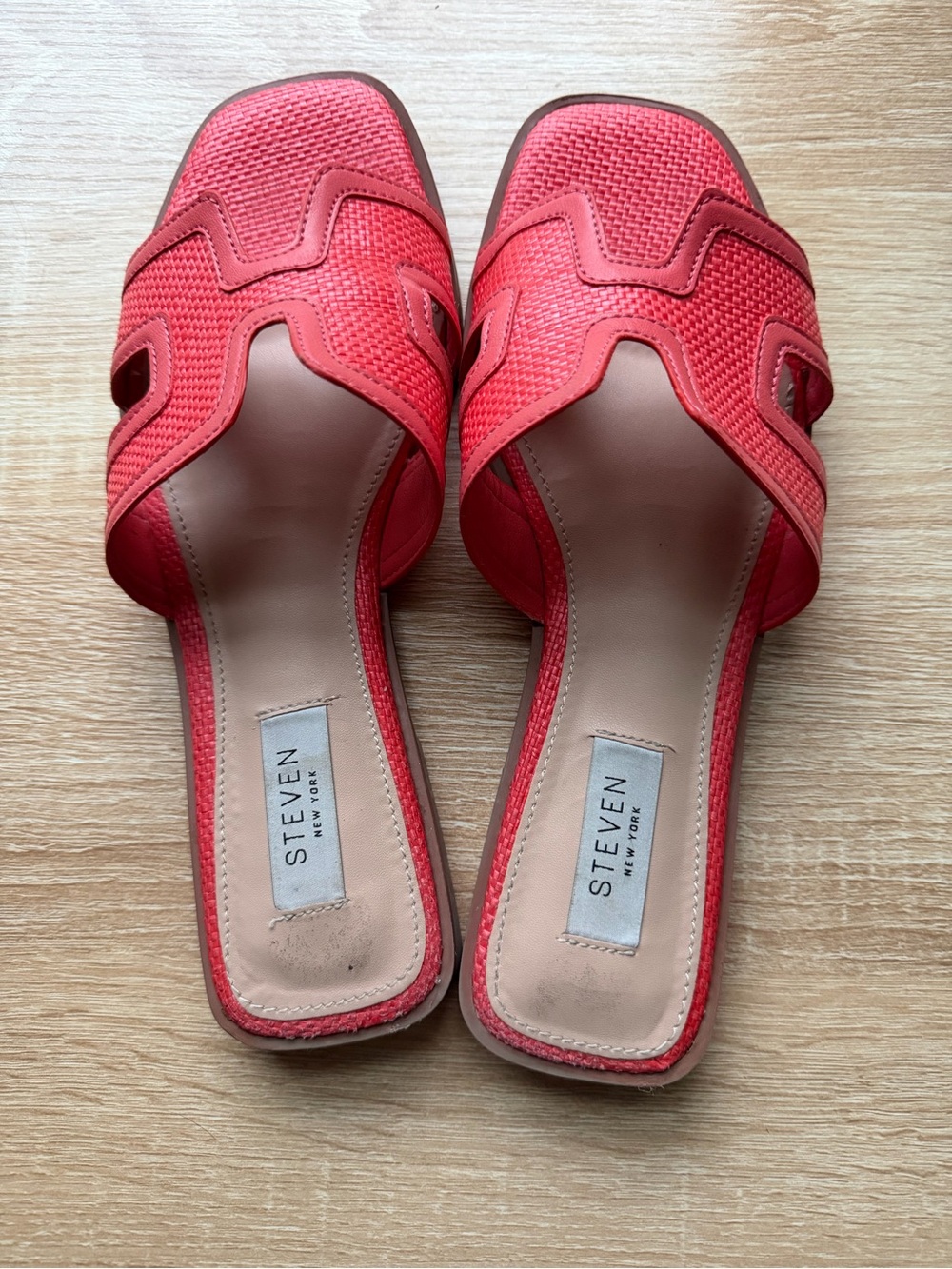 STEVEN New York Coral Woven Slide Sandals Size 7.5